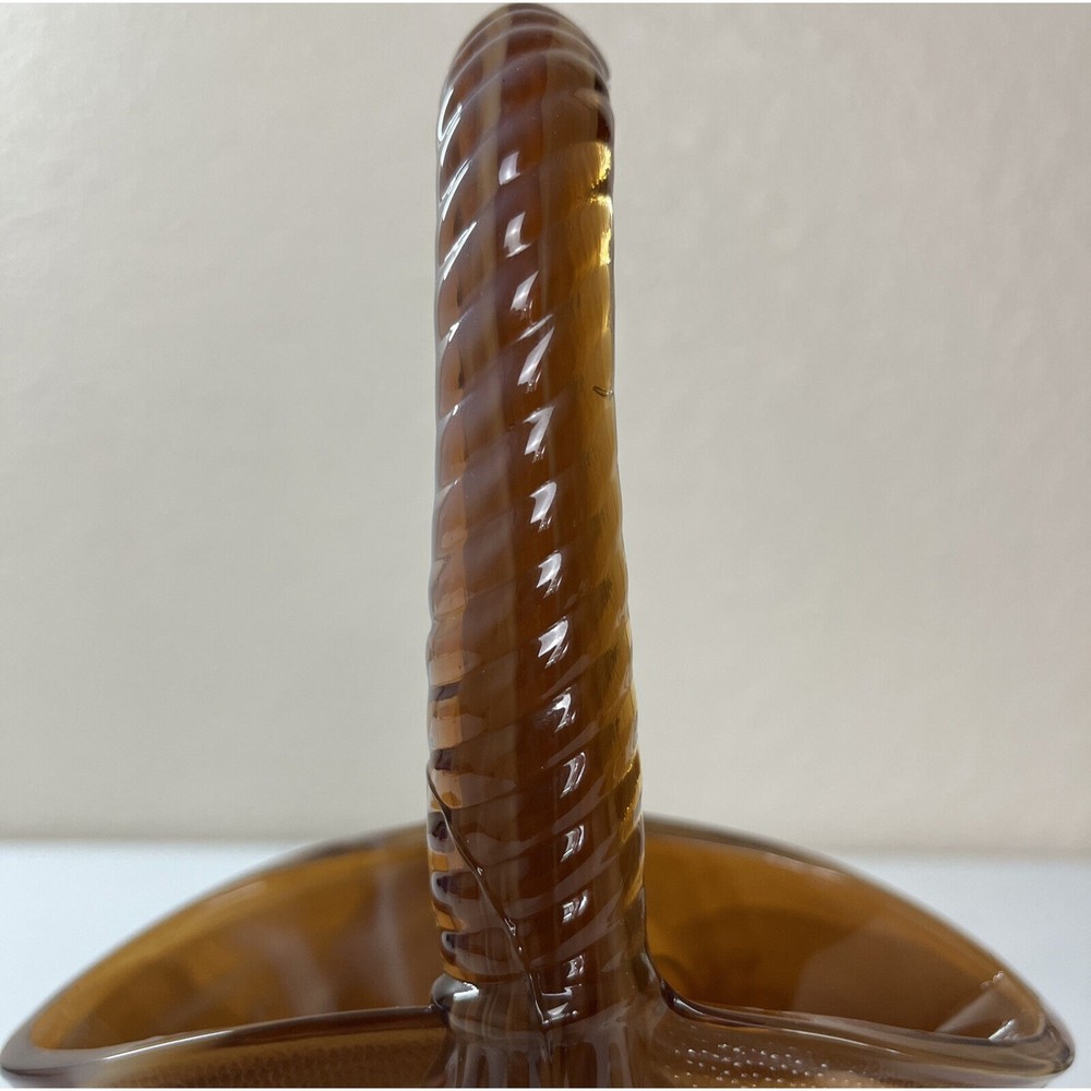 Vintage Imperial Dark Caramel Root Beer Slag Glass Tall Daisy Basket 10 In Tall - Picture 10 of 16